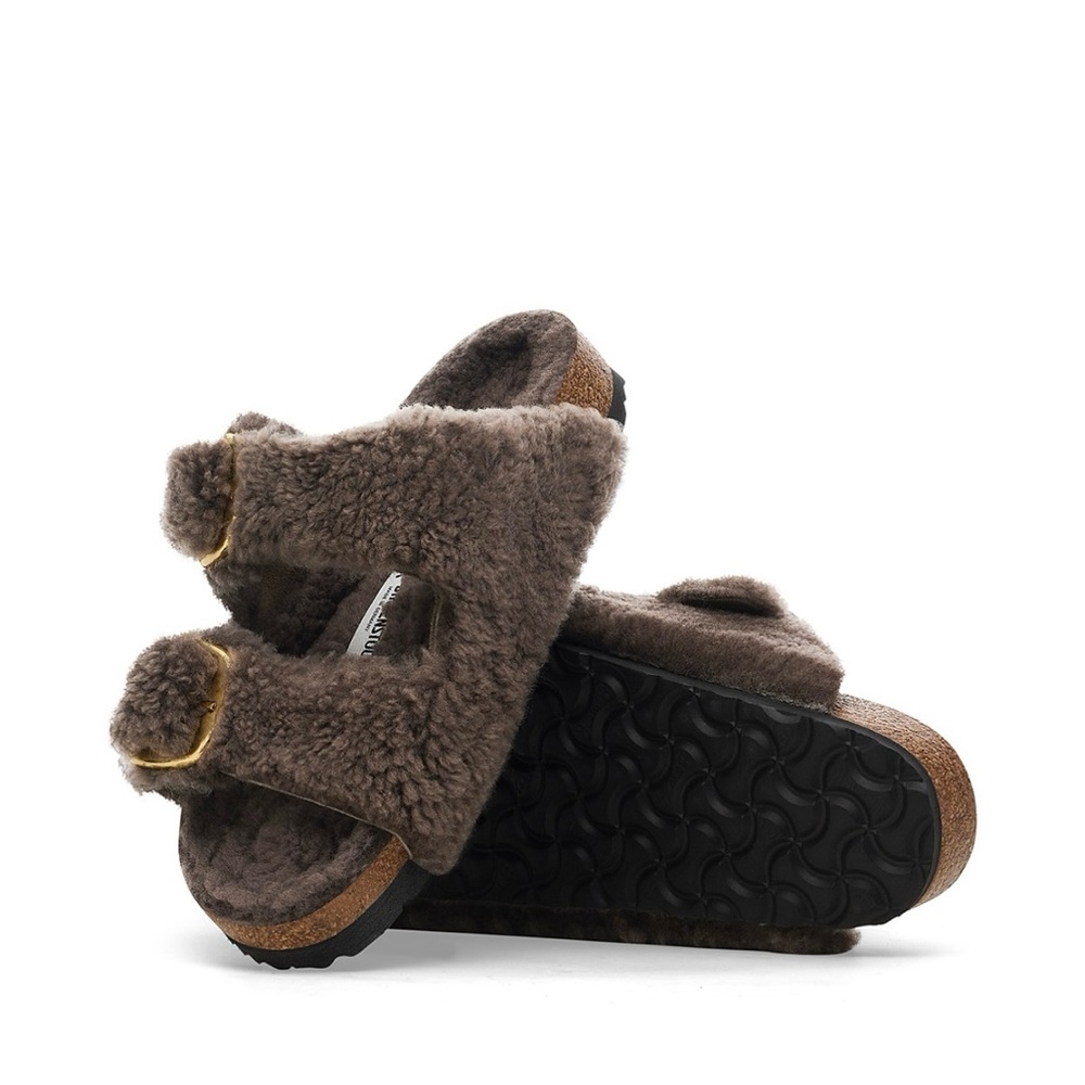 GENTLY USED Birkenstock Arizona Big Buckle Shearling Slide Sandals